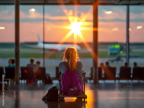 Young Traveler Sits and Wai...