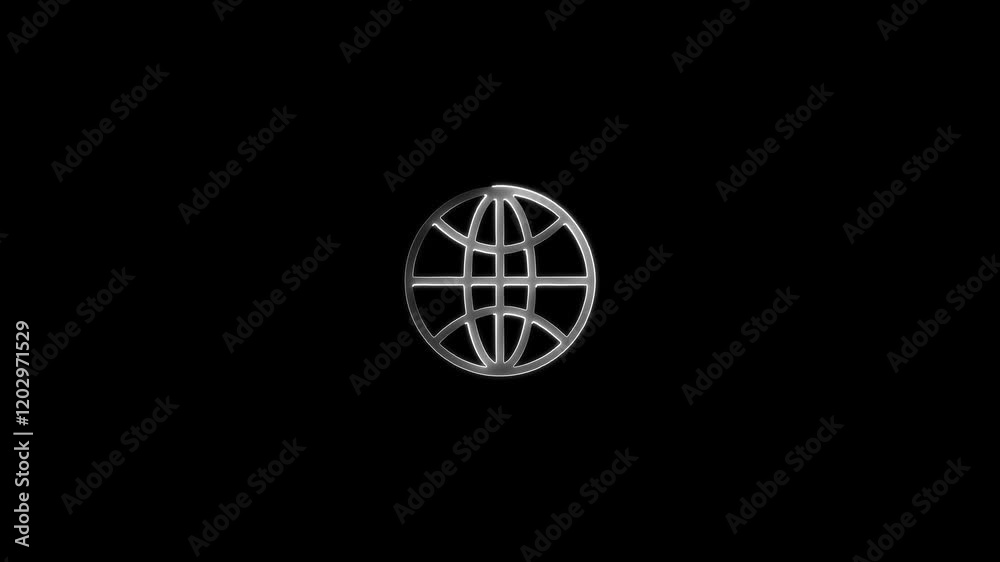 glowing neon Globe icon animation on black background. glowing neon Globe icon animation on black background.