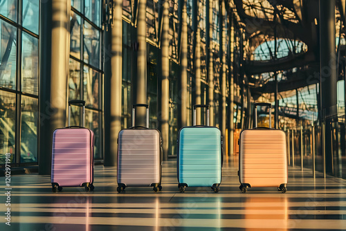 Four Colorful Suitcases Sta...