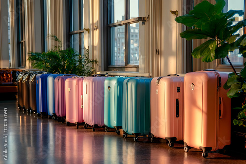 Colorful Suitcases Lined Up...