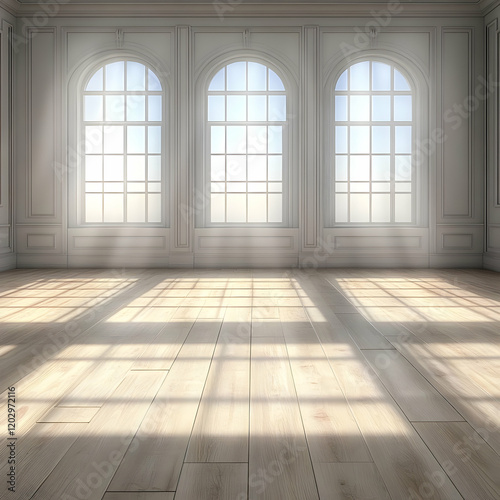 Bright Empty Room with Thre...