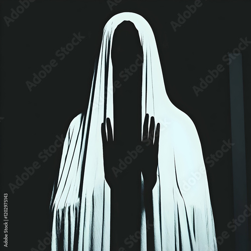 Silhouetted Figure in White...