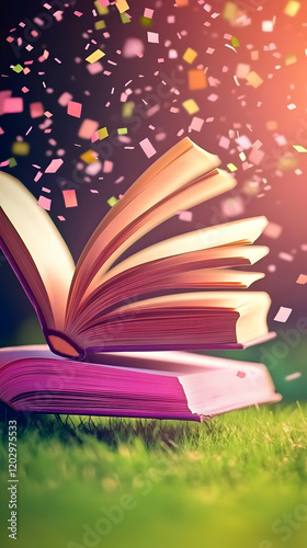 Open Book with Colorful Con...
