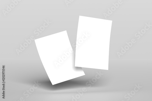White card on gray background. Empty greeting card for text design
