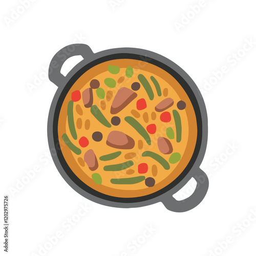 shallow  pan of food . 