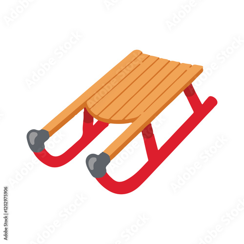 Wooden sled on white background