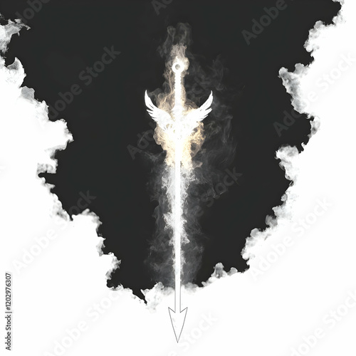 White Glowing Sword with Wi...