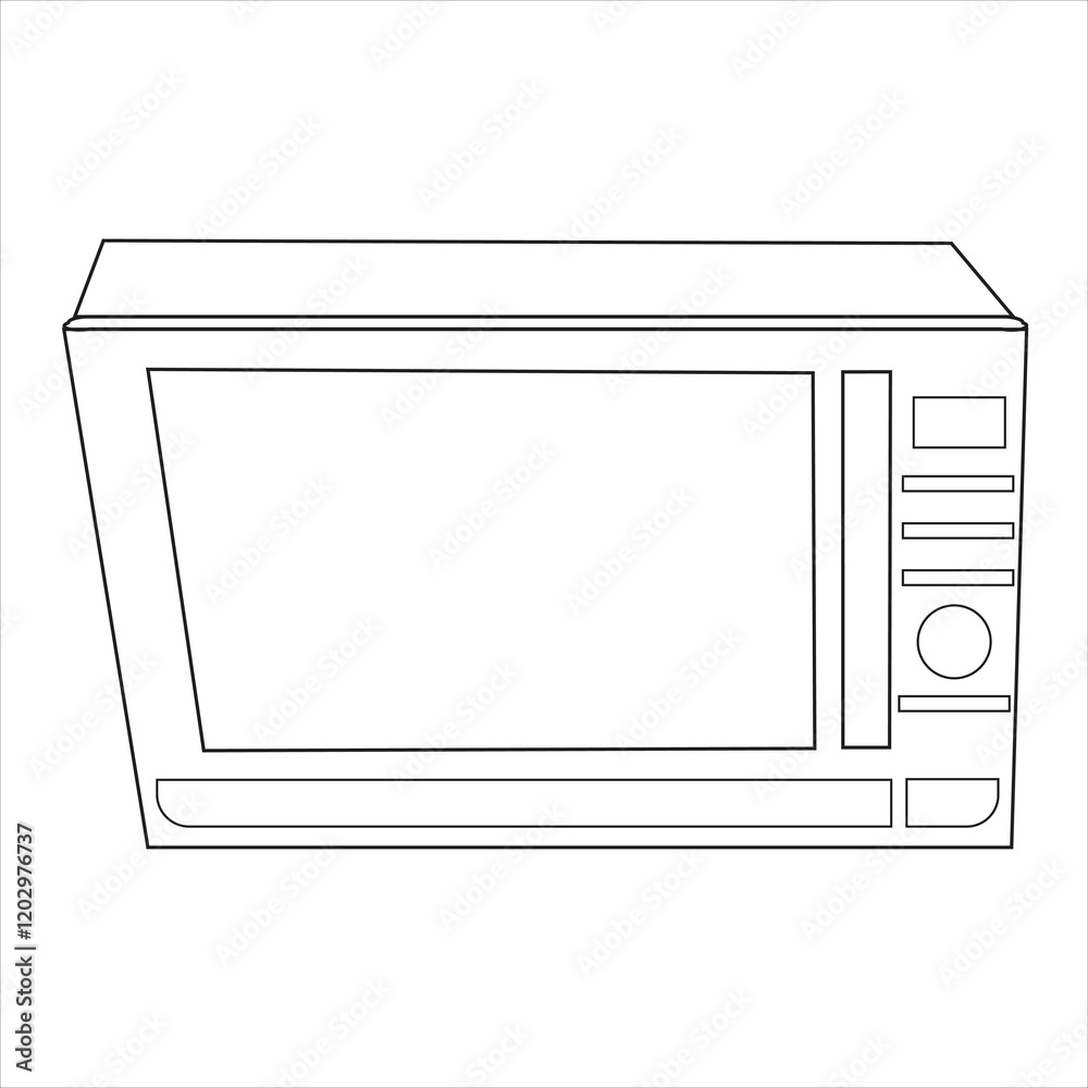 Fototapeta premium Microwave Oven Technical Diagram Line Drawing 