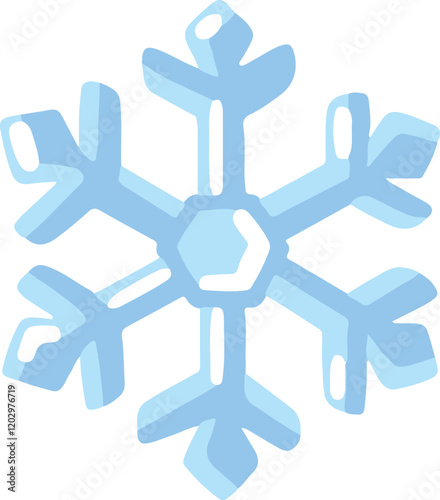 3d snowflake on white background.