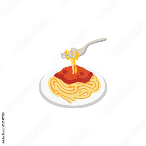 Spaghetti with noodles with meat 