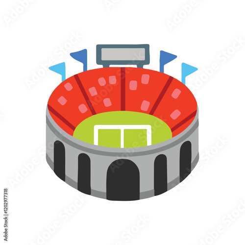 3d sports stadium vector illustration on white background.
