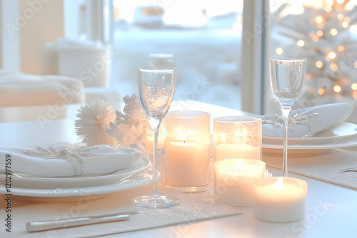 Elegant white table setting...