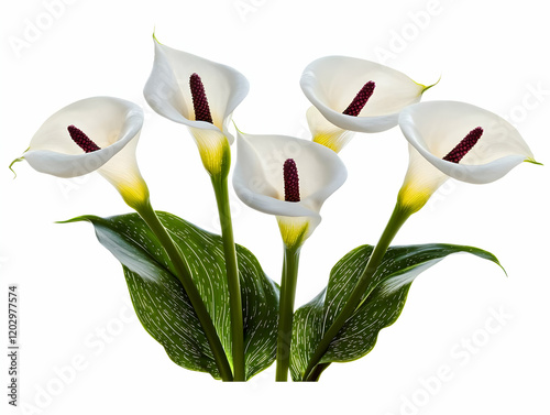 Five Elegant White Calla Li...