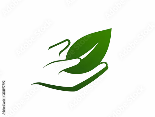 Green Leaf Held Gently in O...