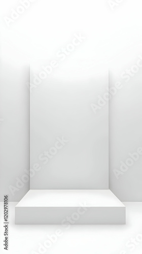 White Empty Room with Platf...