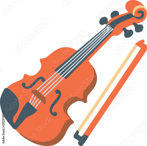 violin and bow vector illustration on white background. 