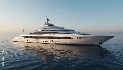 Luxurious White Yacht on Calm Blue Waters During a Serene Sunset Cruise
