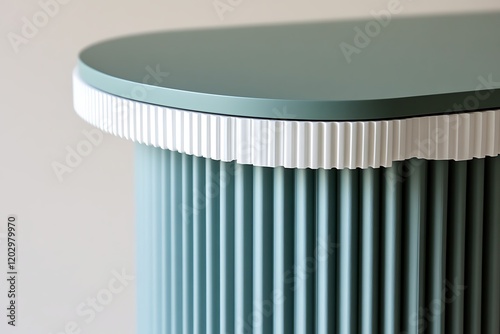 Modern Oval Accent Table with Ribbed Design
