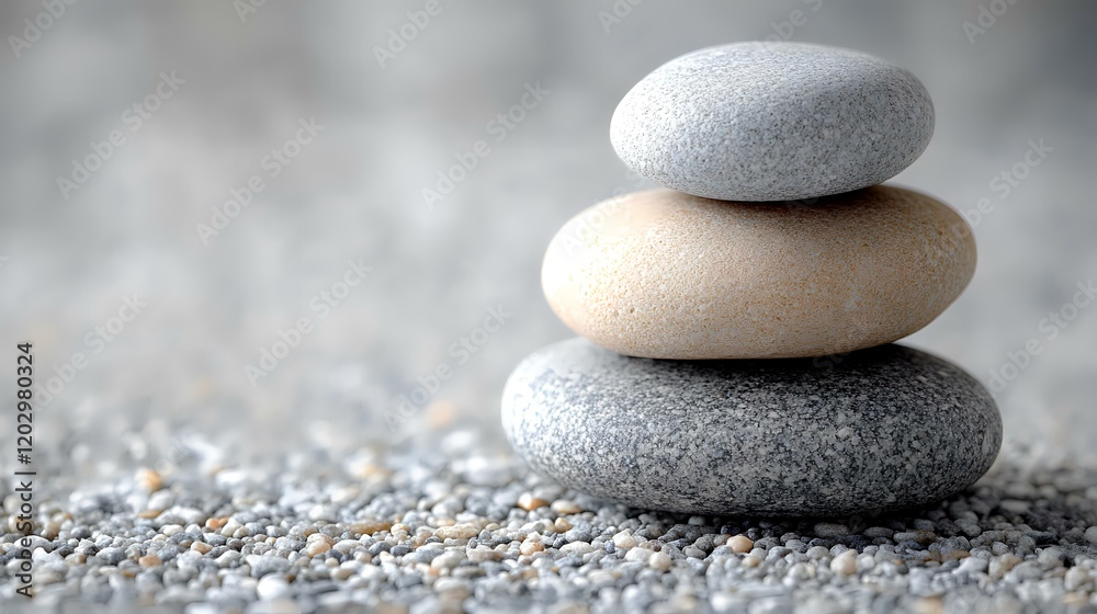 Balanced stones on beach, zen garden background, calm scene, spa concept Balanced stones on beach, zen garden background, calm scene, spa concept