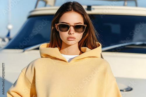 Stylish Woman Wearing Sungl...