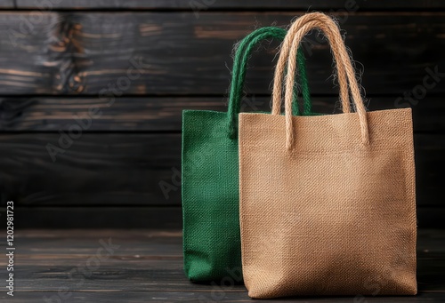 sustainable fashion concept. Recycled Jute Tote Bags Biodegradable and durable bags made from reclaimed jute materials