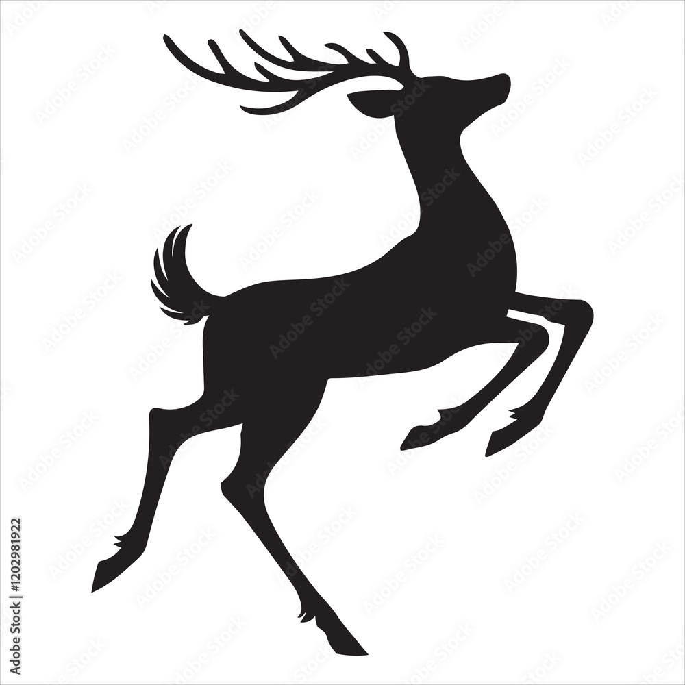 Obraz premium Festive Reindeer Silhouette Vector for Greeting Cards 