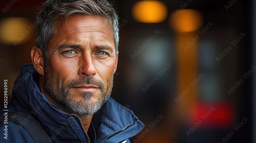 Close-up portrait of a man with salt and pepper hair and beard, showing a serious and pensive expression. The background is blurred and out of focus, Close-up portrait of a man with salt and pepper hair and beard, showing a serious and pensive expression. The background is blurred and out of focus,
