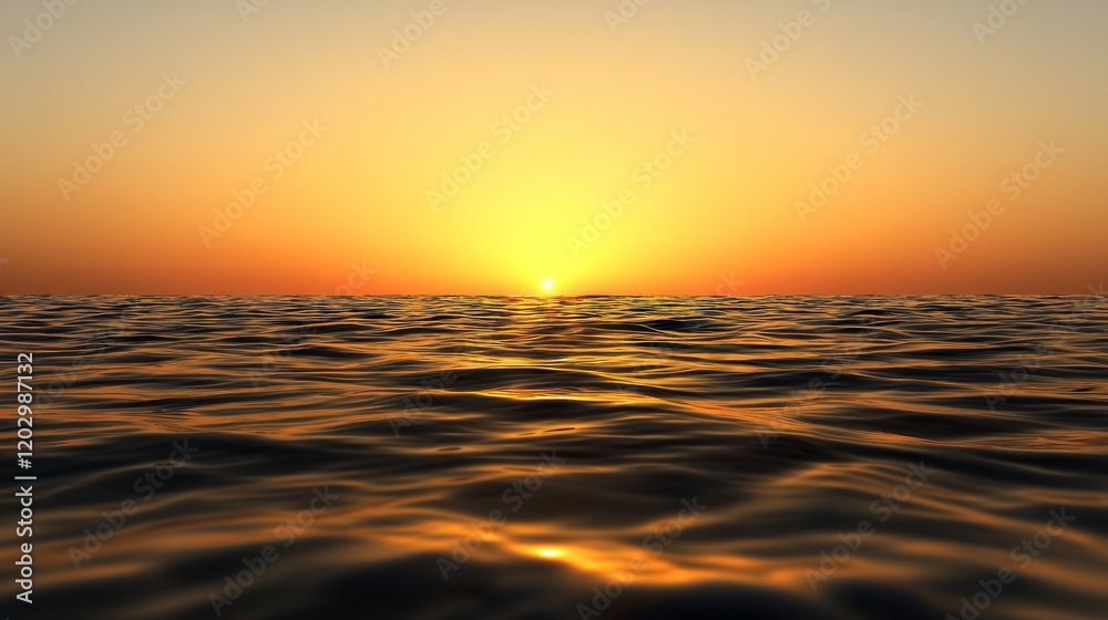 Obraz premium Golden Sunset Over Calm Ocean