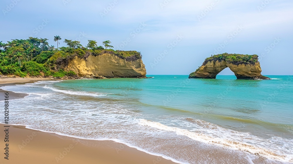 Tropical Beach with Unique Rock Formation Tropical Beach with Unique Rock Formation