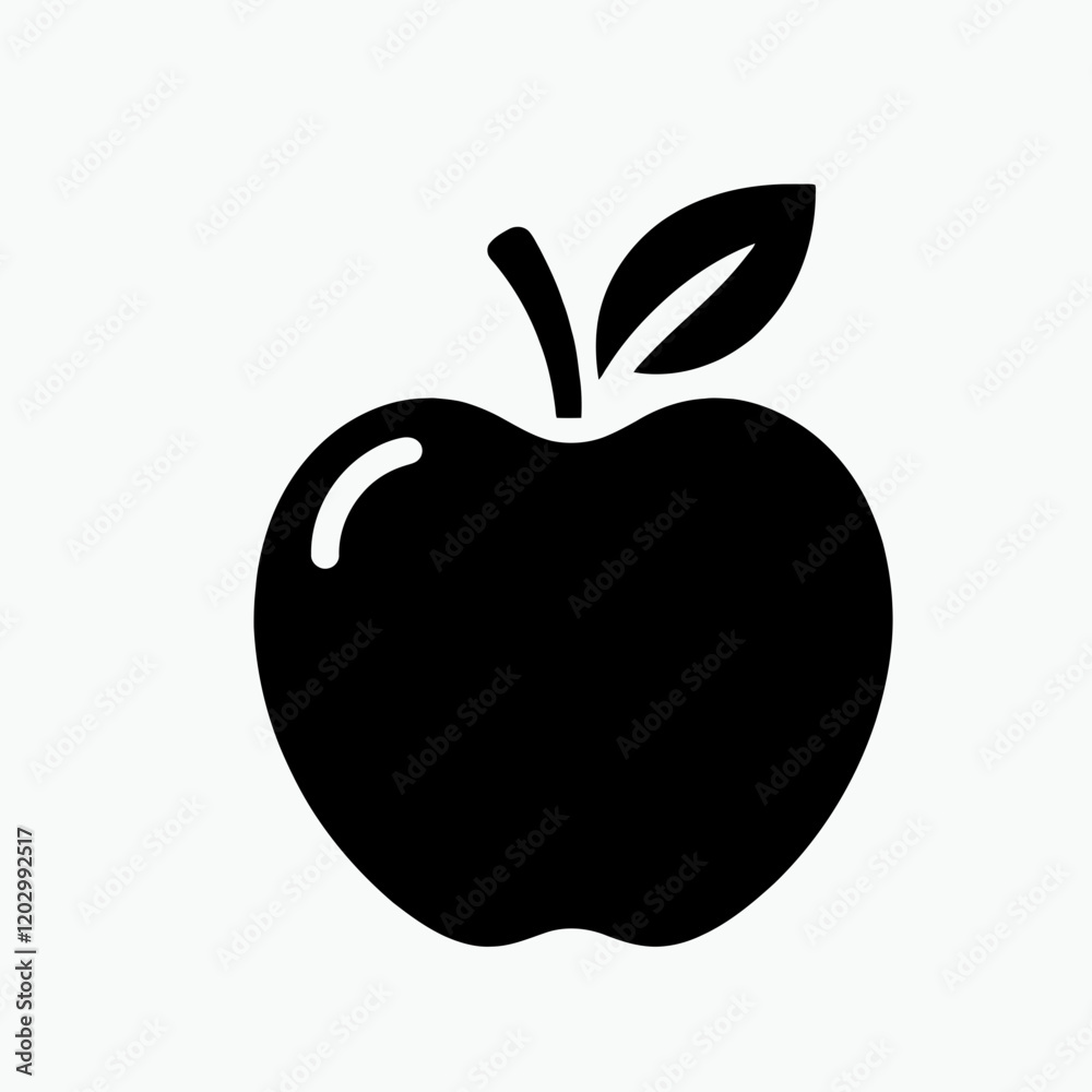 Apple silhouette in black on a white background Apple silhouette in black on a white background
