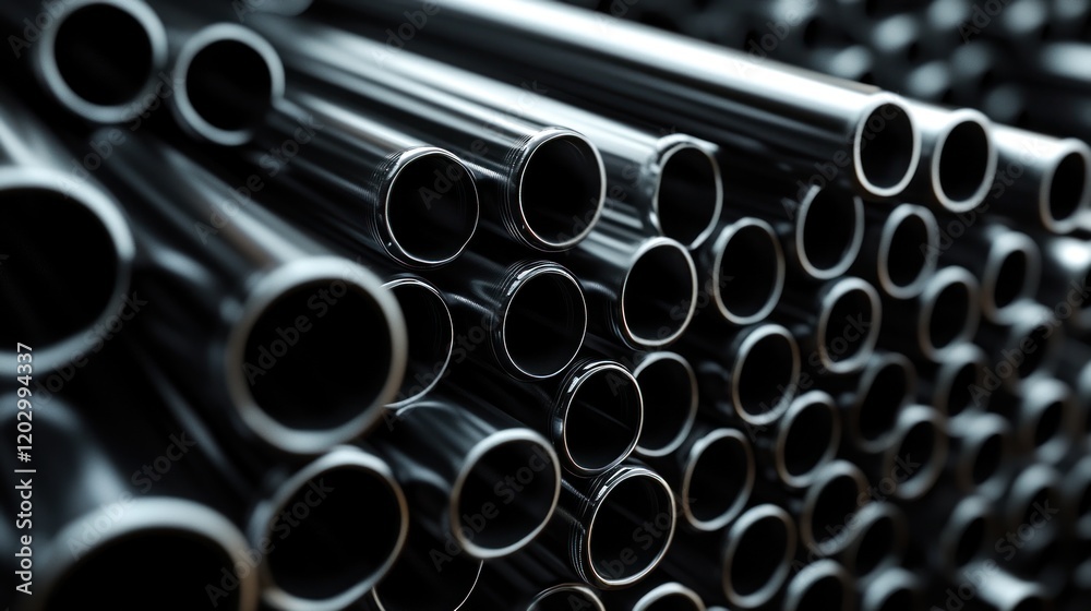 Metallic Cylinders: A Close-Up View of Industrial Pipes Metallic Cylinders: A Close-Up View of Industrial Pipes