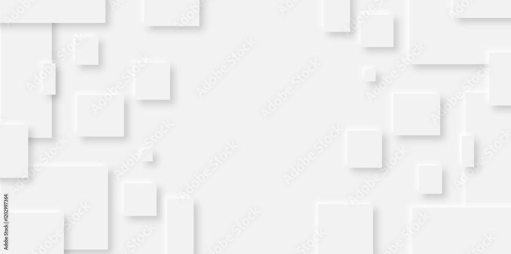 Abstract grey square shape with futuristic concept background.gray paper squares in bright light with shadows.neomorphism Abstract blurred background with Geometric light & white Space design concept. Abstract grey square shape with futuristic concept background.gray paper squares in bright light with shadows.neomorphism Abstract blurred background with Geometric light & white Space design concept.
