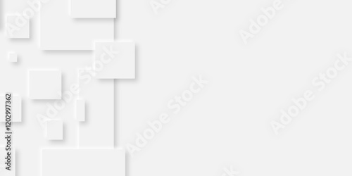 Abstract grey square shape with futuristic concept background.gray paper squares in bright light with shadows.neomorphism Abstract blurred background with Geometric light & white Space design concept.