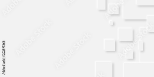 Abstract grey square shape with futuristic concept background.gray paper squares in bright light with shadows.neomorphism Abstract blurred background with Geometric light & white Space design concept.