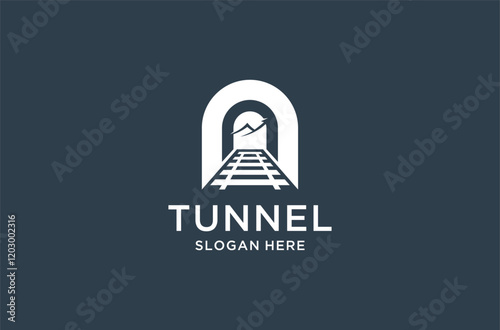 tunnel mountain logo design premium vector.