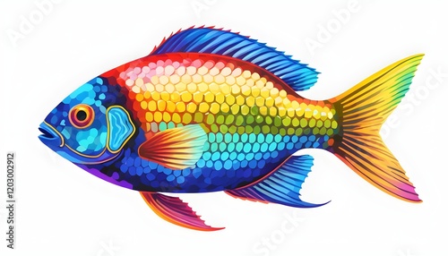 Colorful fish, rainbow fish, sea fish, isolated, transparent background, no background. PNG. Generative AI. photo