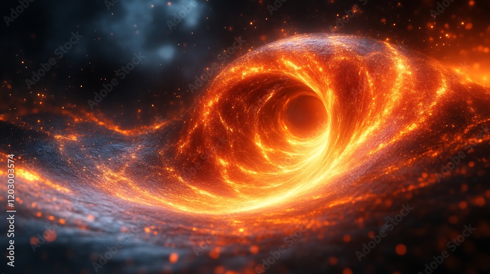 Obraz premium Fiery Vortex Swirling Lava Creates Cosmic Tunnel