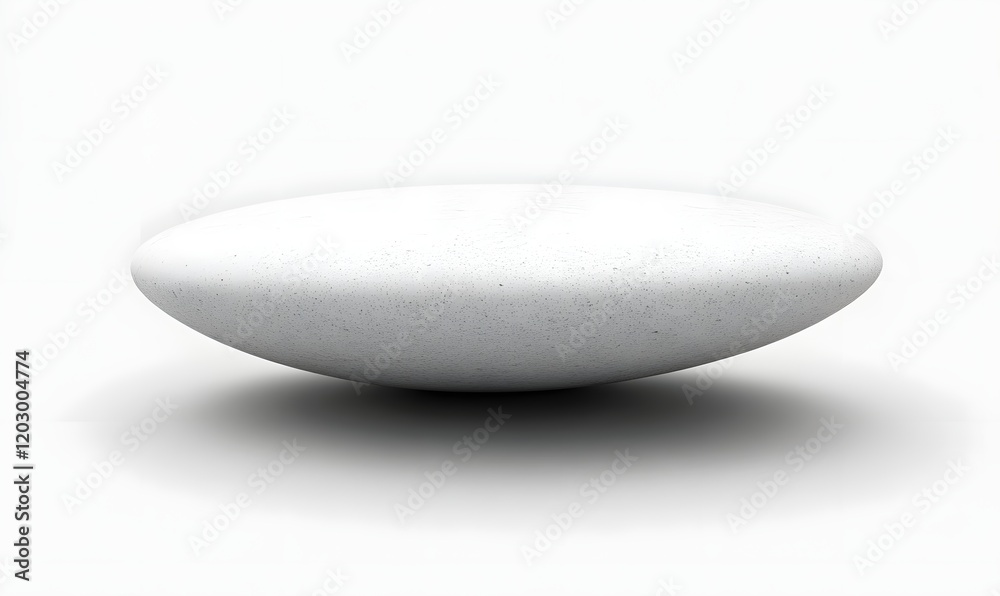 White, smooth, oval stone on white background. White, smooth, oval stone on white background.