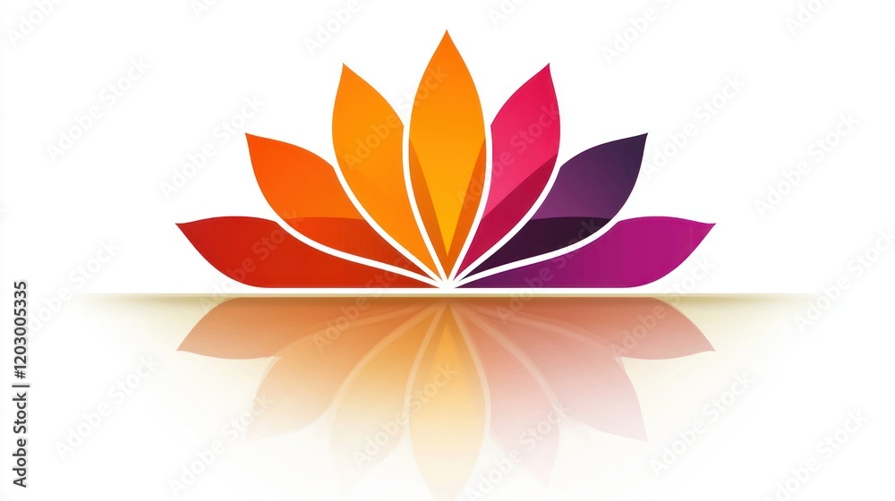 Abstract Colorful Lotus Flower Design with Reflection Abstract Colorful Lotus Flower Design with Reflection