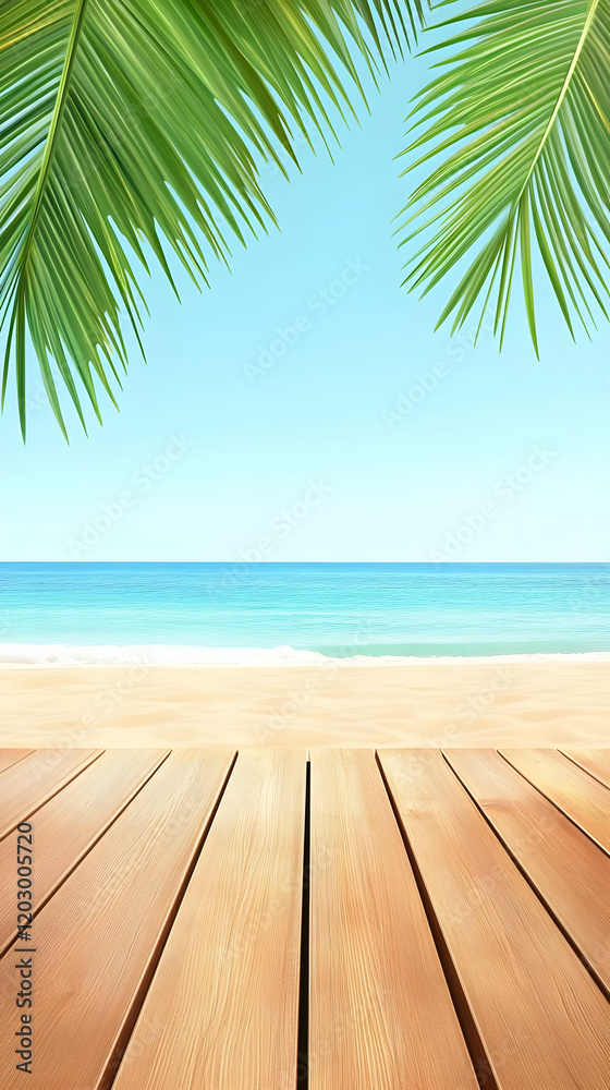 Summer Beach Wood Deck Illustration Summer Beach Wood Deck Illustration