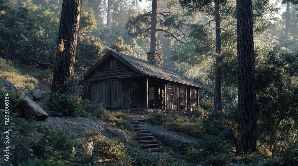 Secluded Wooden Cabin Nestled Deep Within a Forest Secluded Wooden Cabin Nestled Deep Within a Forest