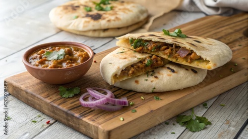 Chole Kulcha - Fluffy Indian Flatbread with Chickpea Curry  
 photo