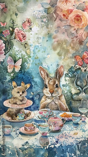 Animals attend a delightful tea party in enchanted watercolors.