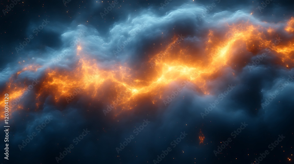 Fiery River Flows Through Cosmic Cloudscape Fiery River Flows Through Cosmic Cloudscape