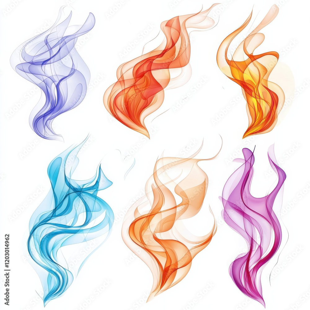 Abstract flame overlays creating dynamic wave patterns in vibrant colors Abstract flame overlays creating dynamic wave patterns in vibrant colors