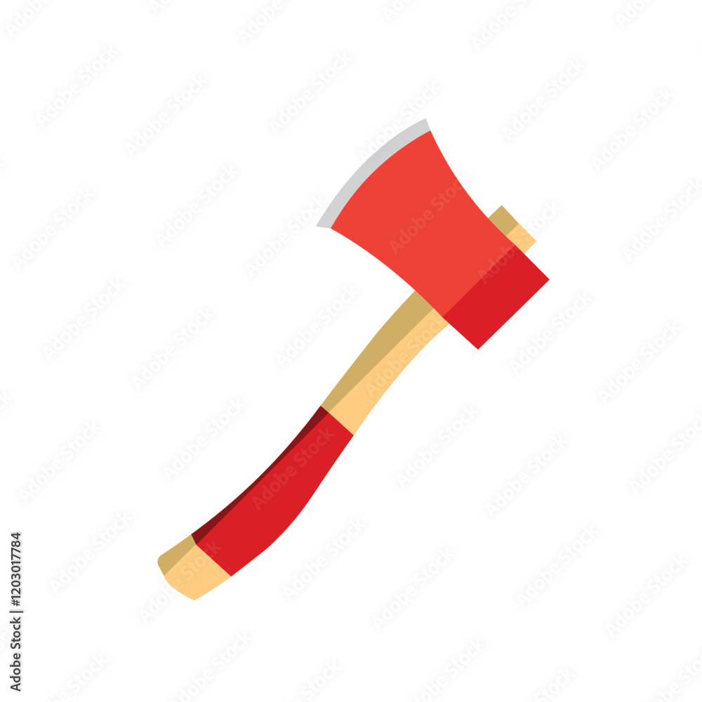 Axe with wooden handle. Simple axe or lumberjack sign vector design. Realistic vector illustration of metal ax on white background. Axe with wooden handle. Simple axe or lumberjack sign vector design. Realistic vector illustration of metal ax on white background.