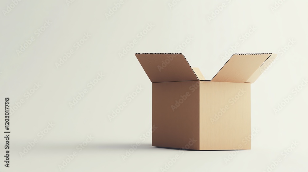 Open cardboard box on a neutral background, ideal for packaging or storage concepts. Open cardboard box on a neutral background, ideal for packaging or storage concepts.