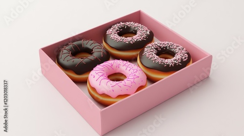 A Delightful Box of Donuts: Pink and Chocolate Glazed Delights photo