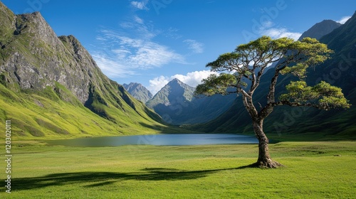 Serene Mountain Lake Landscape