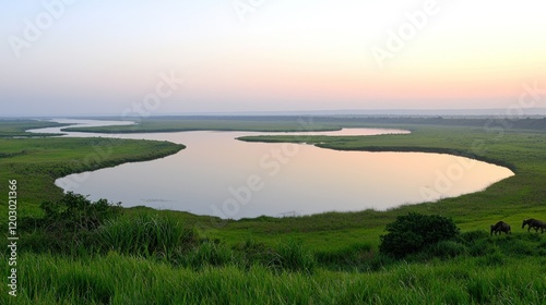 Tranquil Lake at Sunrise